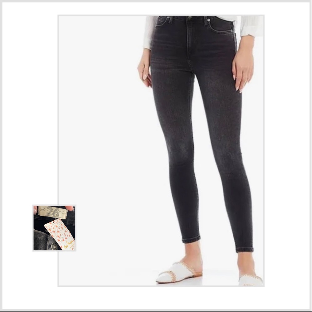 Free People NWT Black Krissy High Rise Skinny Jeans